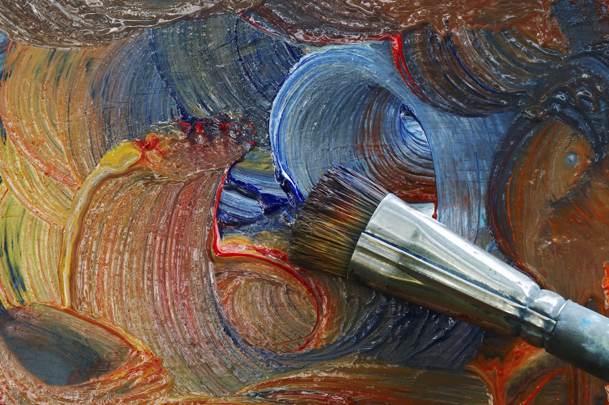 Detail of the painting in oil colours